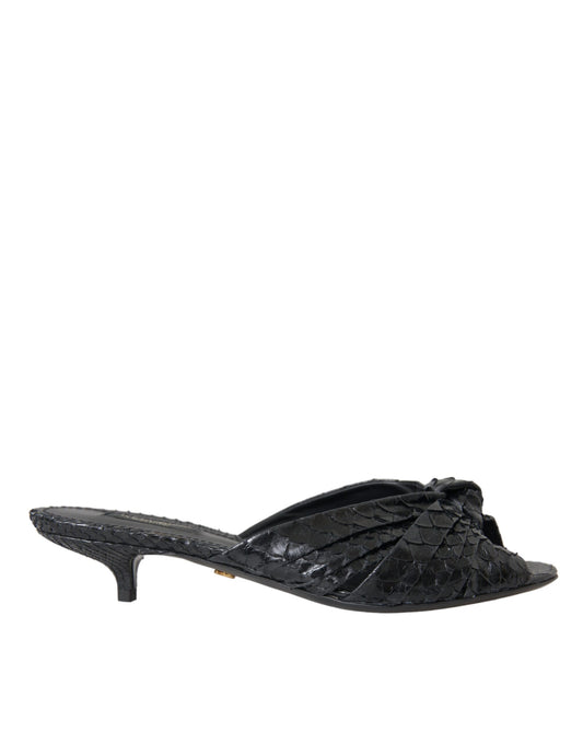 Dolce & Gabbana Black Exotic Leather Heels Slides Shoes - ClickThatClicks 