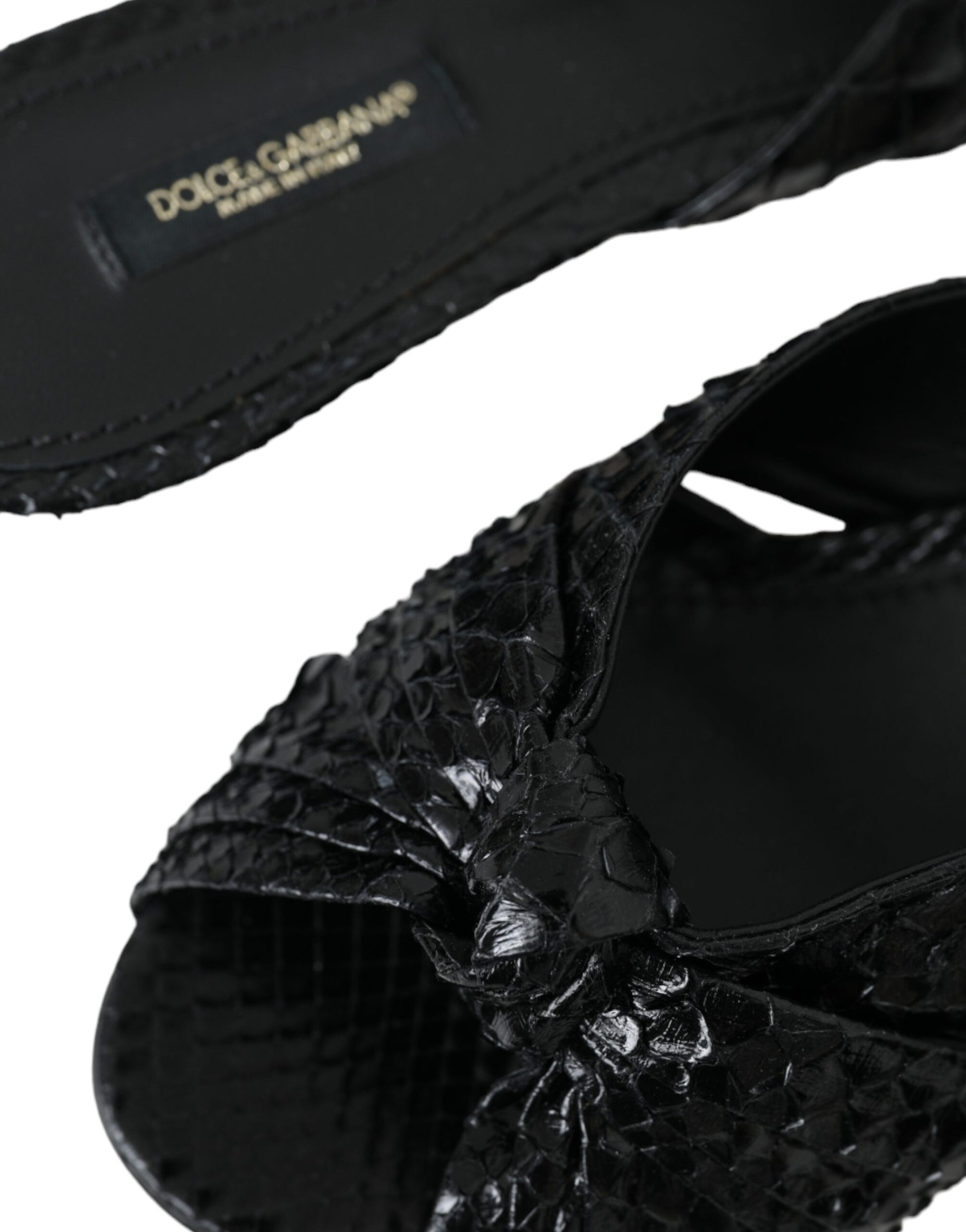 Dolce & Gabbana Black Exotic Leather Heels Slides Shoes - ClickThatClicks 