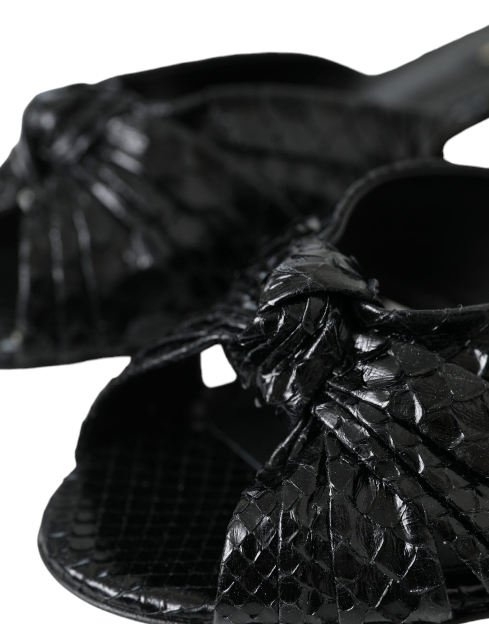 Dolce & Gabbana Black Exotic Leather Heels Slides Shoes - ClickThatClicks 