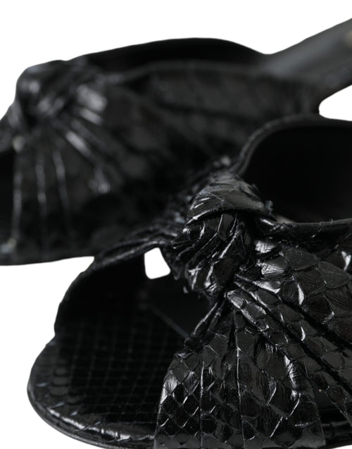 Dolce & Gabbana Black Exotic Leather Heels Slides Shoes - ClickThatClicks 