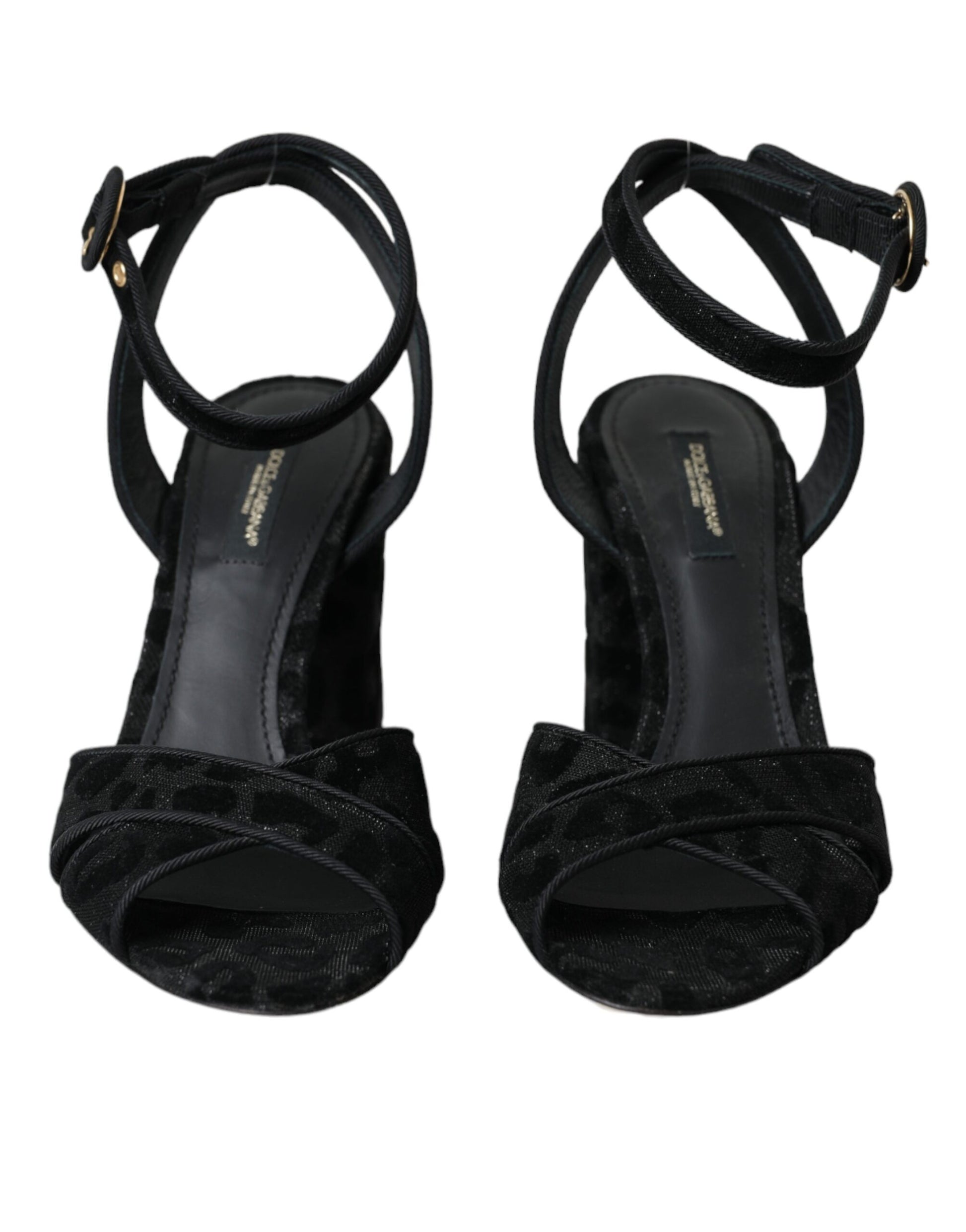 Dolce & Gabbana Black Leopard Suede Heels Sandals Shoes - ClickThatClicks 