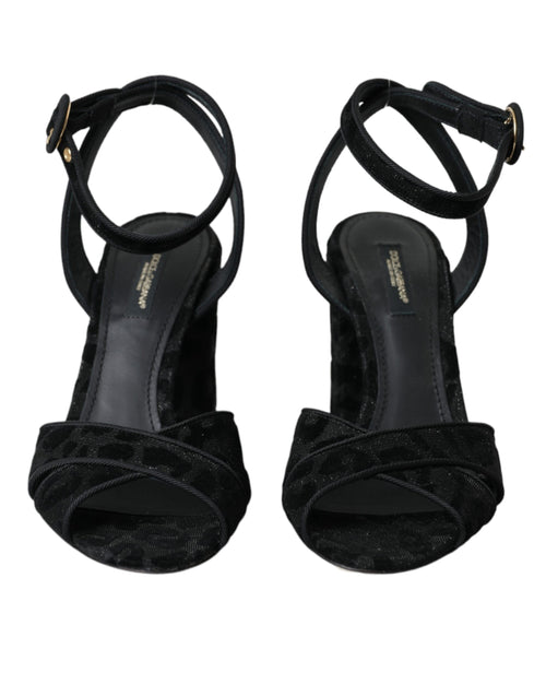 Dolce & Gabbana Black Leopard Suede Heels Sandals Shoes - ClickThatClicks 