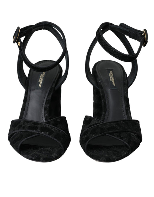 Dolce & Gabbana Black Leopard Suede Heels Sandals Shoes - ClickThatClicks 