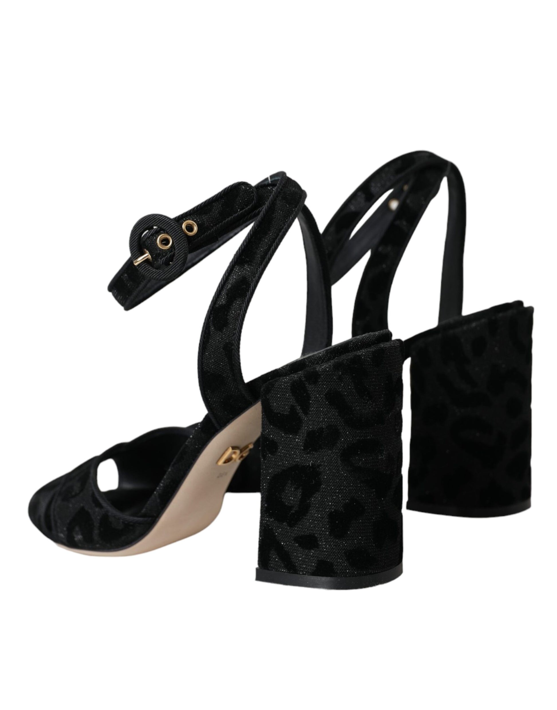 Dolce & Gabbana Black Leopard Suede Heels Sandals Shoes - ClickThatClicks 