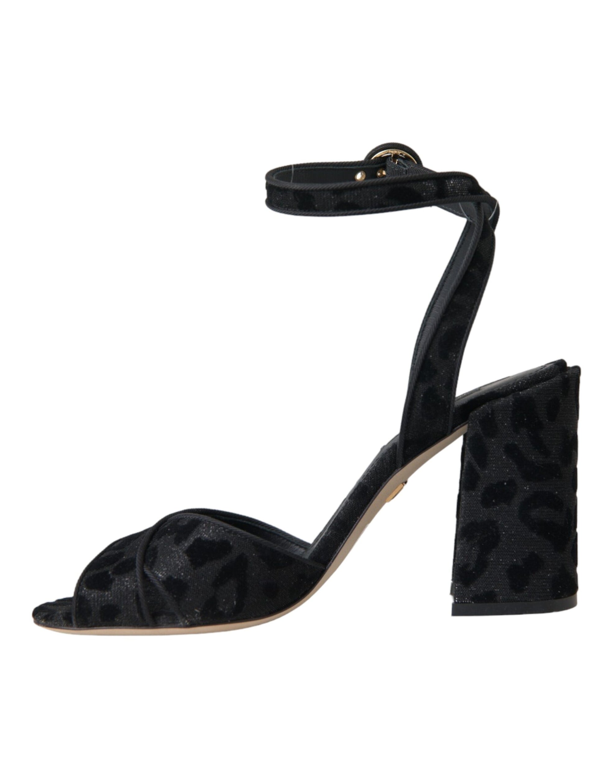 Dolce & Gabbana Black Leopard Suede Heels Sandals Shoes - ClickThatClicks 