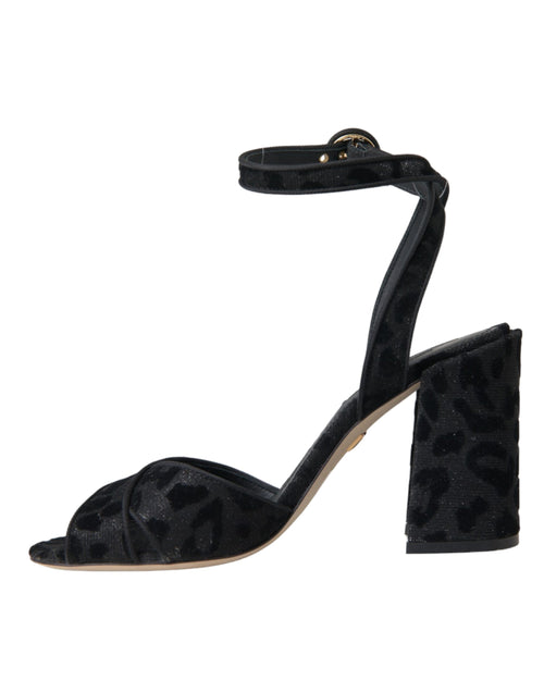 Dolce & Gabbana Black Leopard Suede Heels Sandals Shoes - ClickThatClicks 