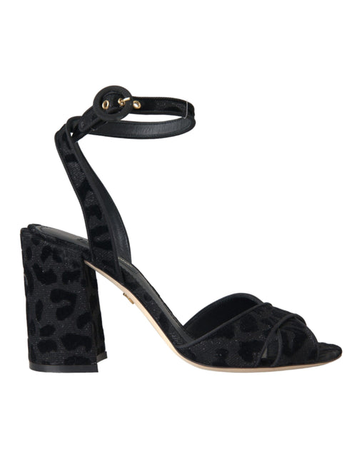 Dolce & Gabbana Black Leopard Suede Heels Sandals Shoes - ClickThatClicks 