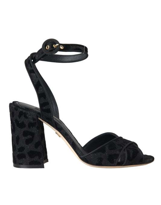 Dolce & Gabbana Black Leopard Suede Heels Sandals Shoes - ClickThatClicks 