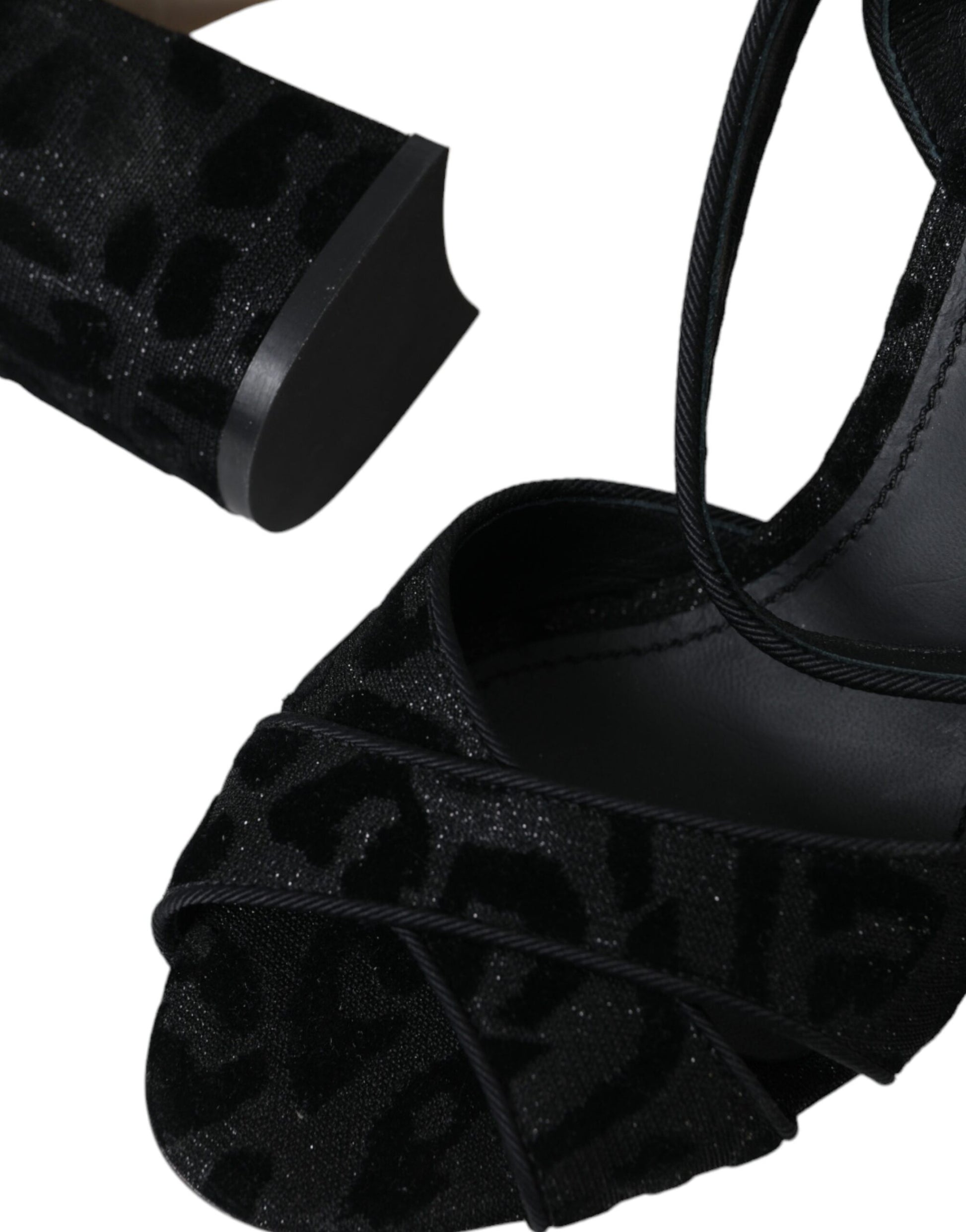 Dolce & Gabbana Black Leopard Suede Heels Sandals Shoes - ClickThatClicks 