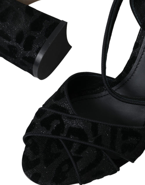 Dolce & Gabbana Black Leopard Suede Heels Sandals Shoes - ClickThatClicks 