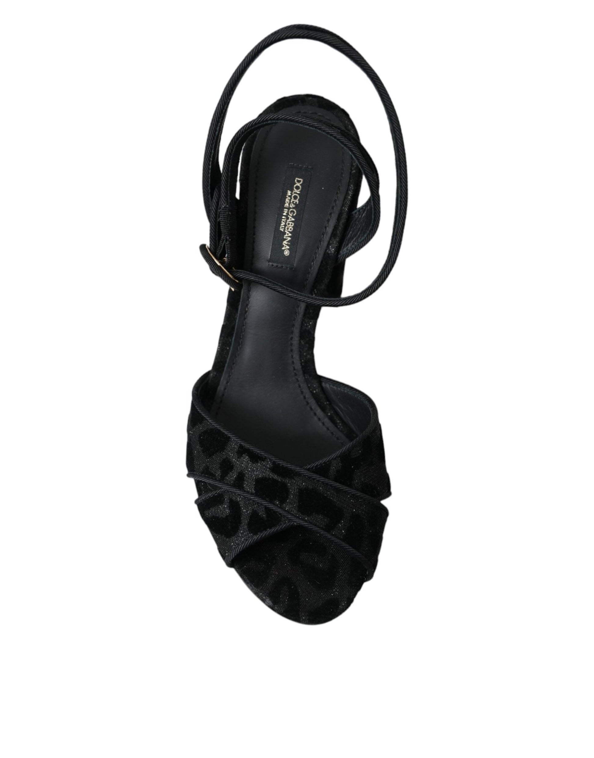 Dolce & Gabbana Black Leopard Suede Heels Sandals Shoes - ClickThatClicks 