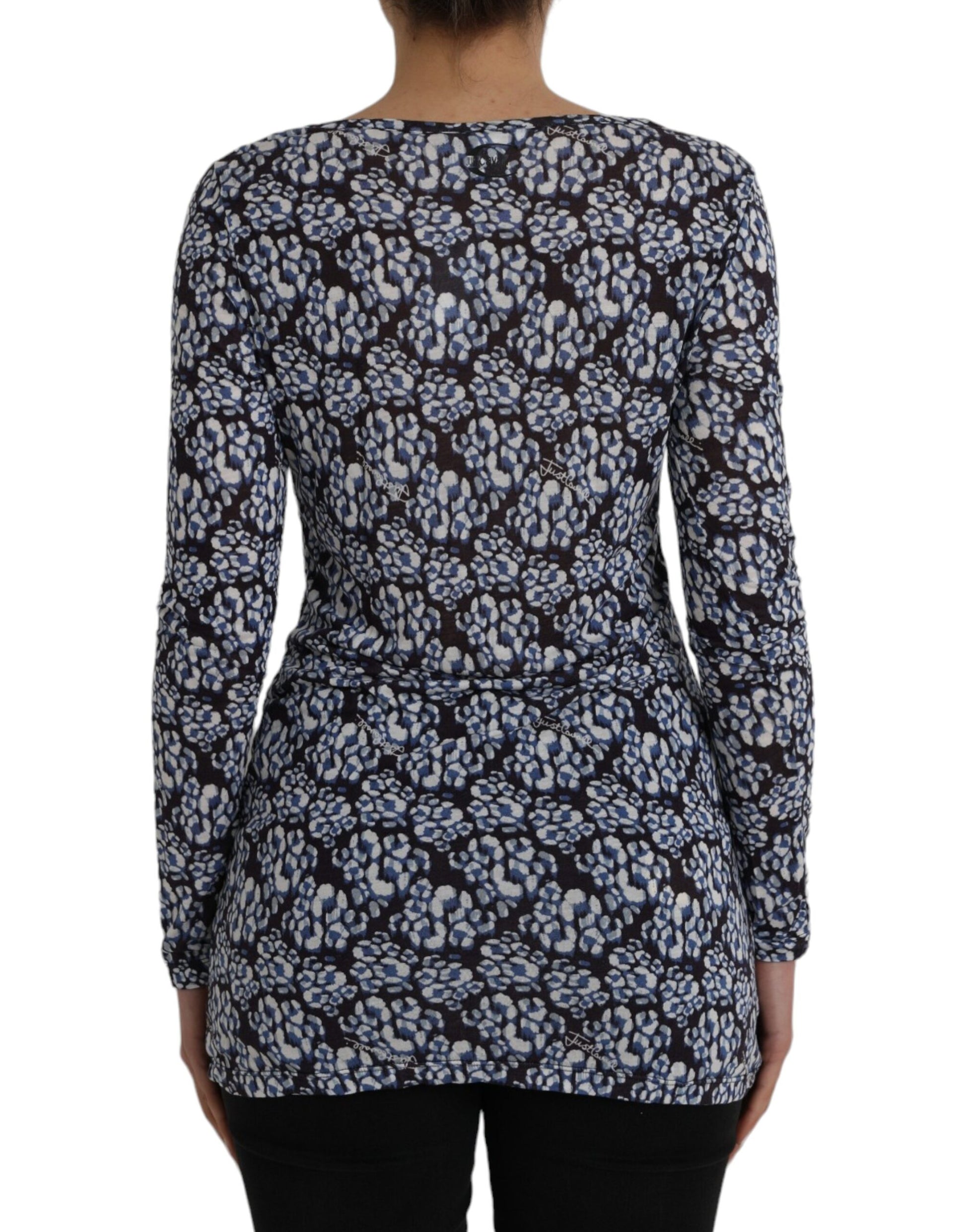 Just Cavalli Blue Floral Lace Long Sleeves Top Underwear Blouse - ClickThatClicks 