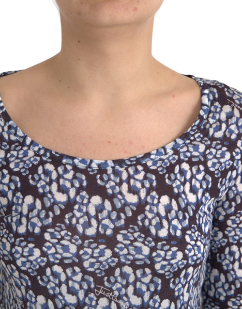 Just Cavalli Blue Floral Lace Long Sleeves Top Underwear Blouse - ClickThatClicks 