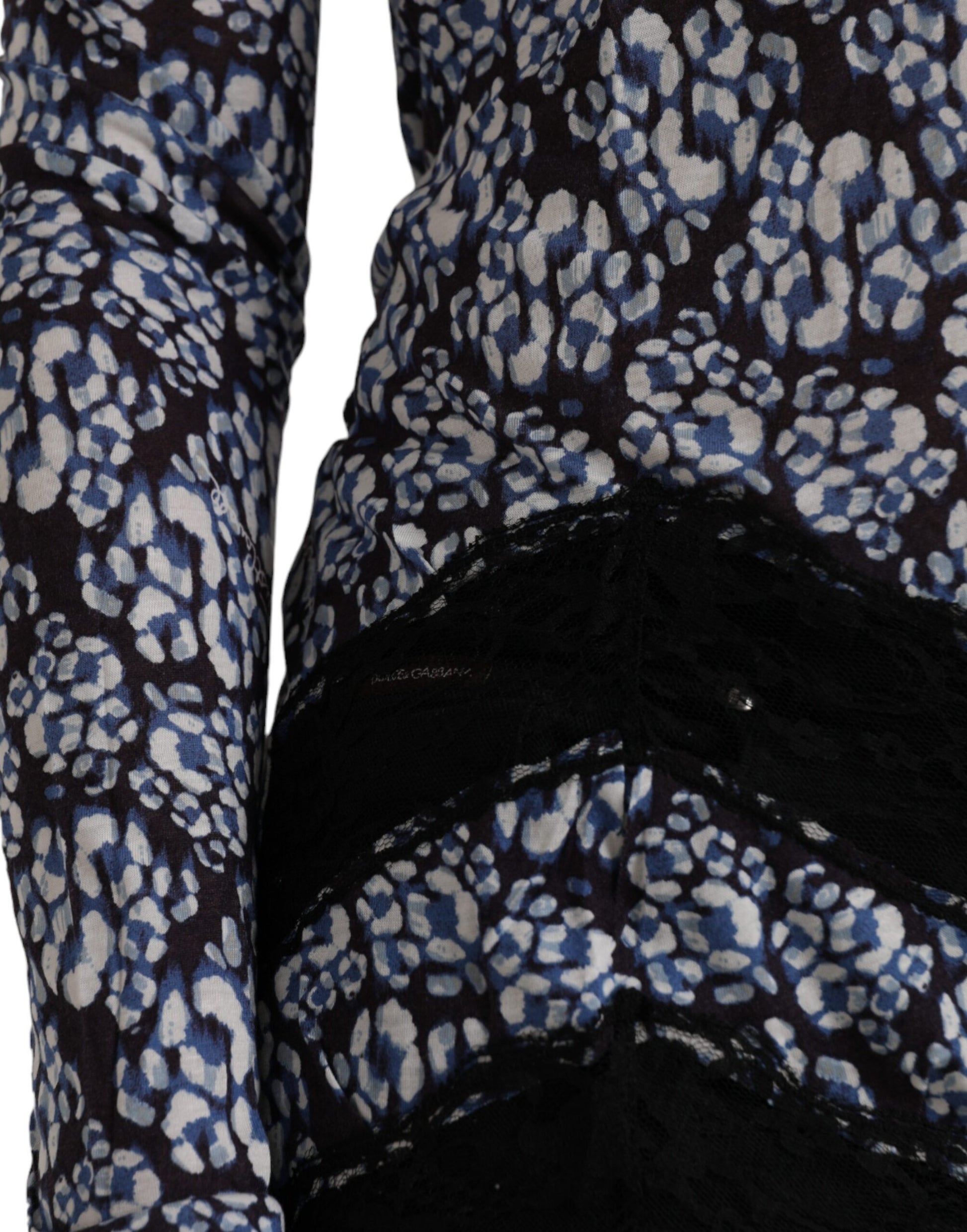Just Cavalli Blue Floral Lace Long Sleeves Top Underwear Blouse - ClickThatClicks 