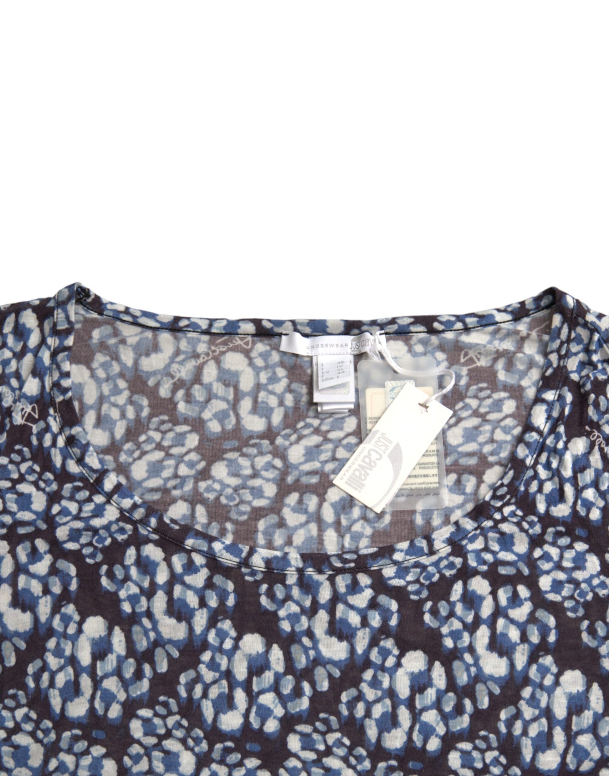 Just Cavalli Blue Floral Lace Long Sleeves Top Underwear Blouse - ClickThatClicks 