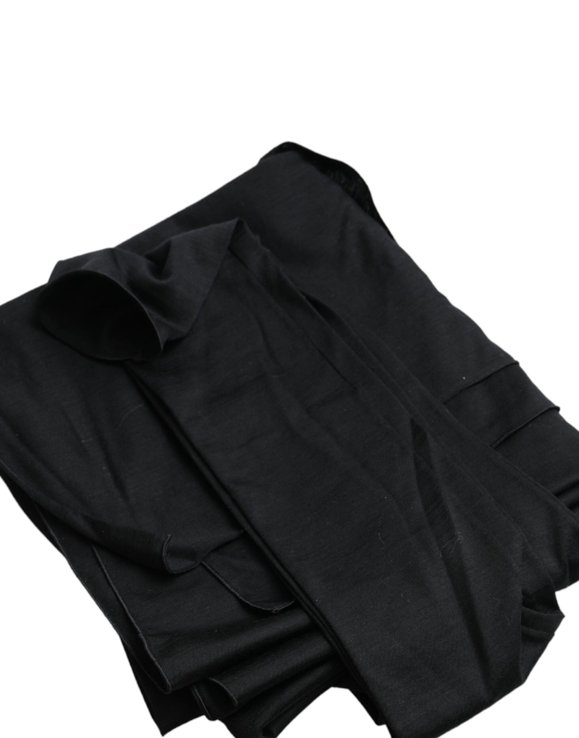Dolce & Gabbana Black Wool Cutout Asymmetric Long Sleeve Top - ClickThatClicks 