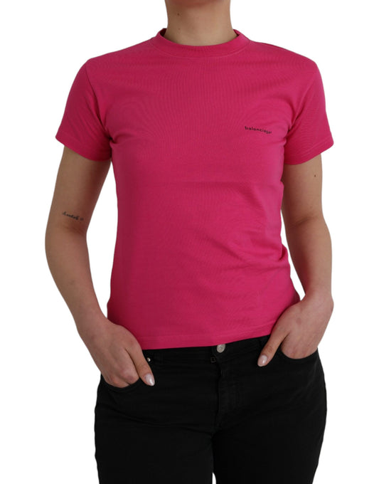 Balenciaga Pink Cotton Crew Neck Short Sleeves Tee T-shirt - ClickThatClicks 