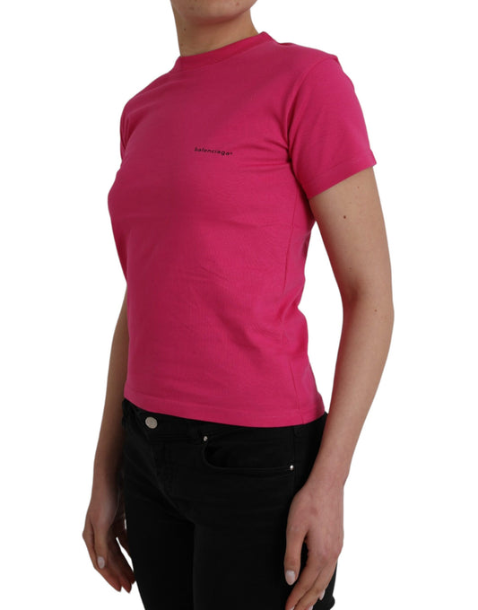 Balenciaga Pink Cotton Crew Neck Short Sleeves Tee T-shirt - ClickThatClicks 