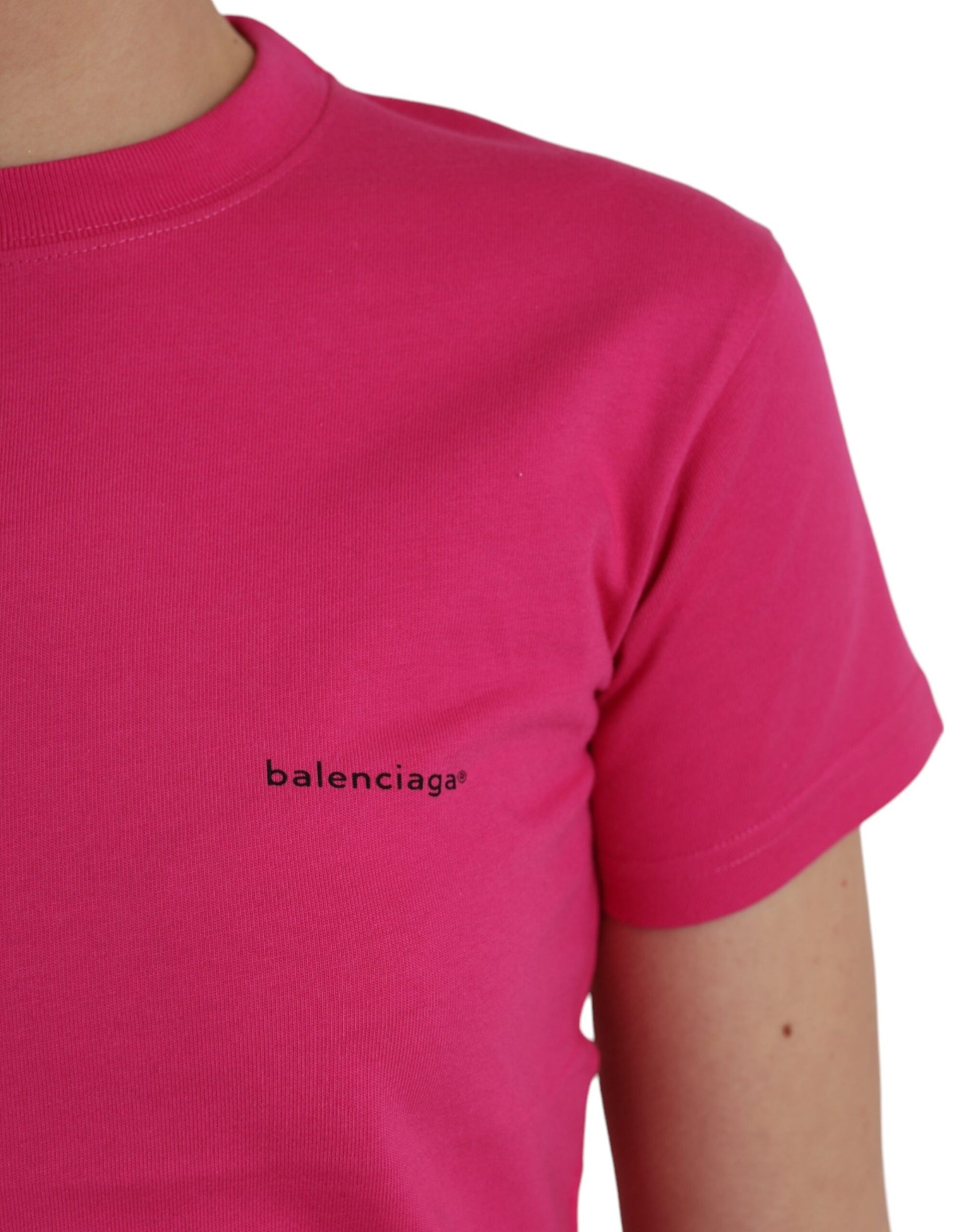 Balenciaga Pink Cotton Crew Neck Short Sleeves Tee T-shirt - ClickThatClicks 