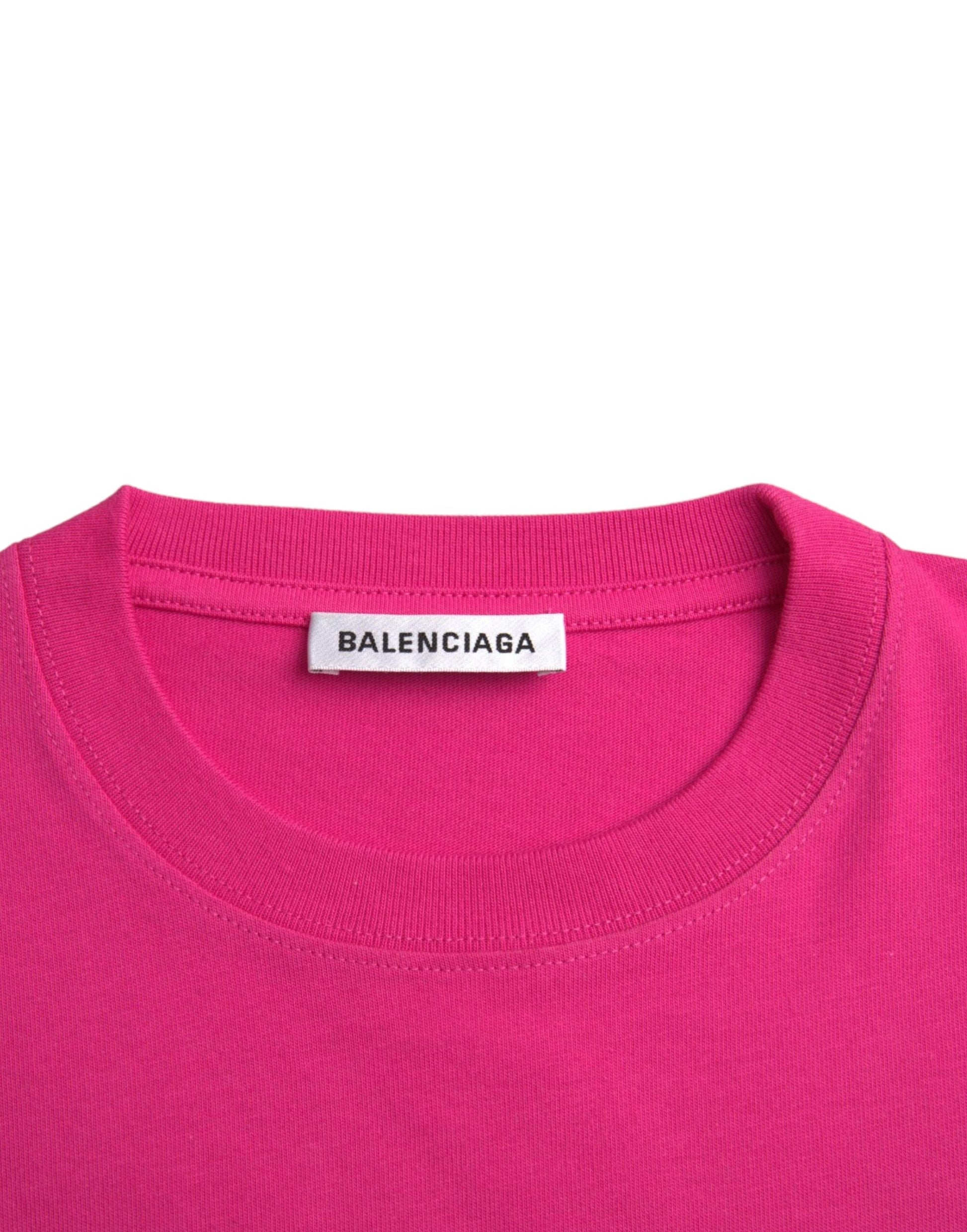 Balenciaga Pink Cotton Crew Neck Short Sleeves Tee T-shirt - ClickThatClicks 