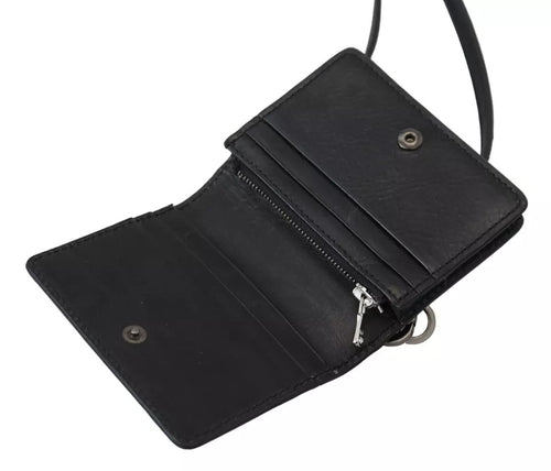 Dolce & Gabbana Black Leather Bifold Shoulder Sling Women Wallet - ClickThatClicks 