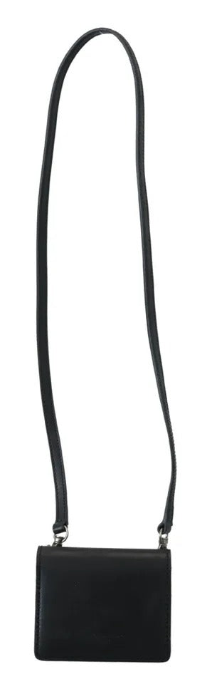 Dolce & Gabbana Black Leather Bifold Shoulder Sling Women Wallet - ClickThatClicks 