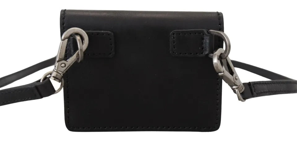 Dolce & Gabbana Black Leather Bifold Shoulder Sling Women Wallet - ClickThatClicks 