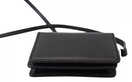 Dolce & Gabbana Black Leather Bifold Shoulder Sling Women Wallet - ClickThatClicks 