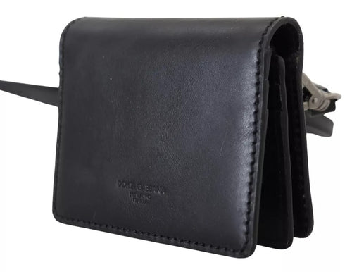 Dolce & Gabbana Black Leather Bifold Shoulder Sling Women Wallet - ClickThatClicks 