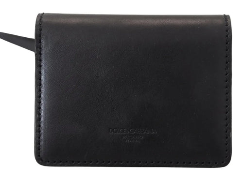 Dolce & Gabbana Black Leather Bifold Shoulder Sling Women Wallet - ClickThatClicks 