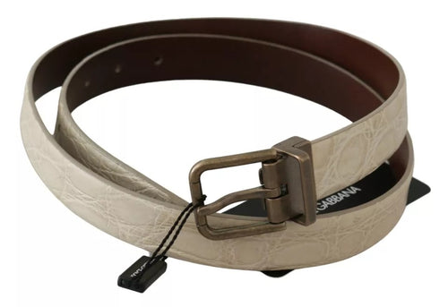 Dolce & Gabbana Cream Beige Gold Buckle Waist Leather Belt - ClickThatClicks 