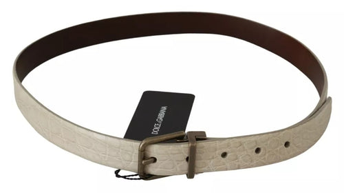 Dolce & Gabbana Cream Beige Gold Buckle Waist Leather Belt - ClickThatClicks 