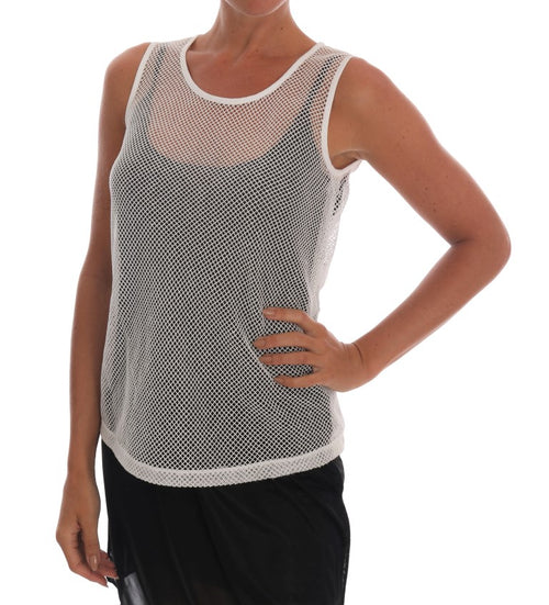 Dolce & Gabbana White Net Tank Transparent Top - ClickThatClicks 