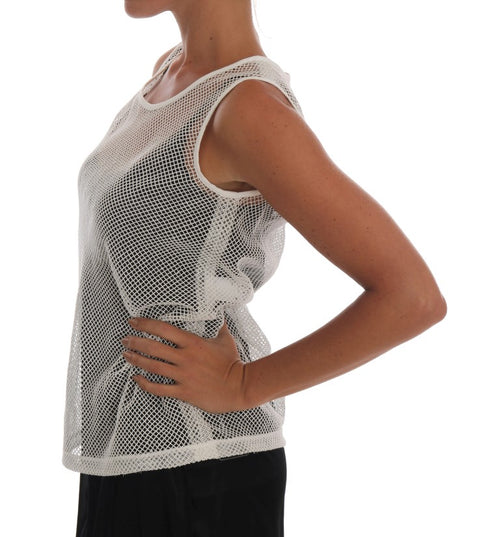 Dolce & Gabbana White Net Tank Transparent Top - ClickThatClicks 