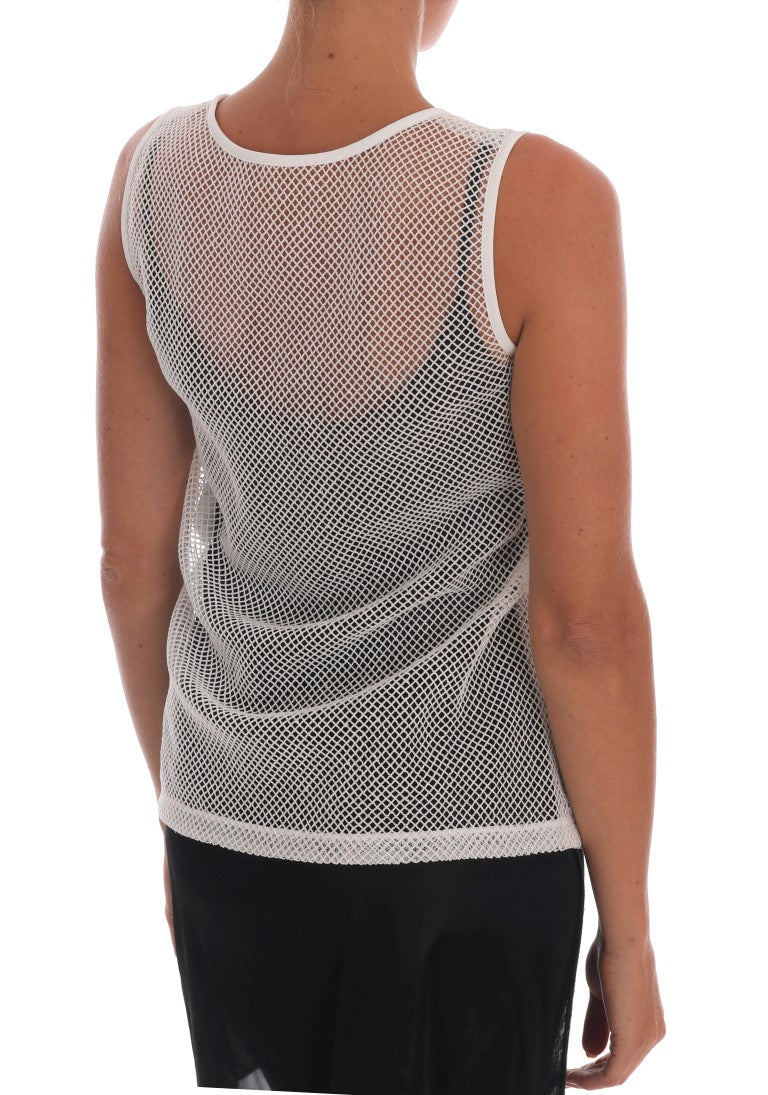 Dolce & Gabbana White Net Tank Transparent Top - ClickThatClicks 