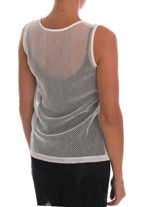Dolce & Gabbana White Net Tank Transparent Top - ClickThatClicks 