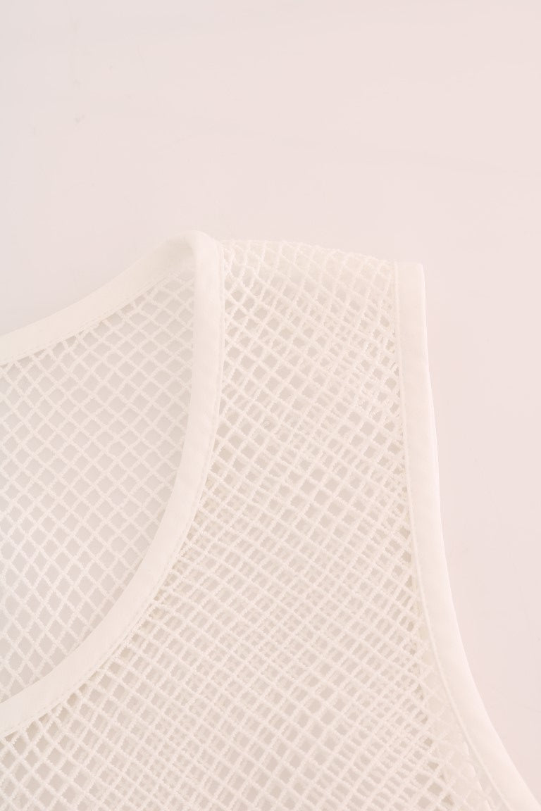 Dolce & Gabbana White Net Tank Transparent Top - ClickThatClicks 