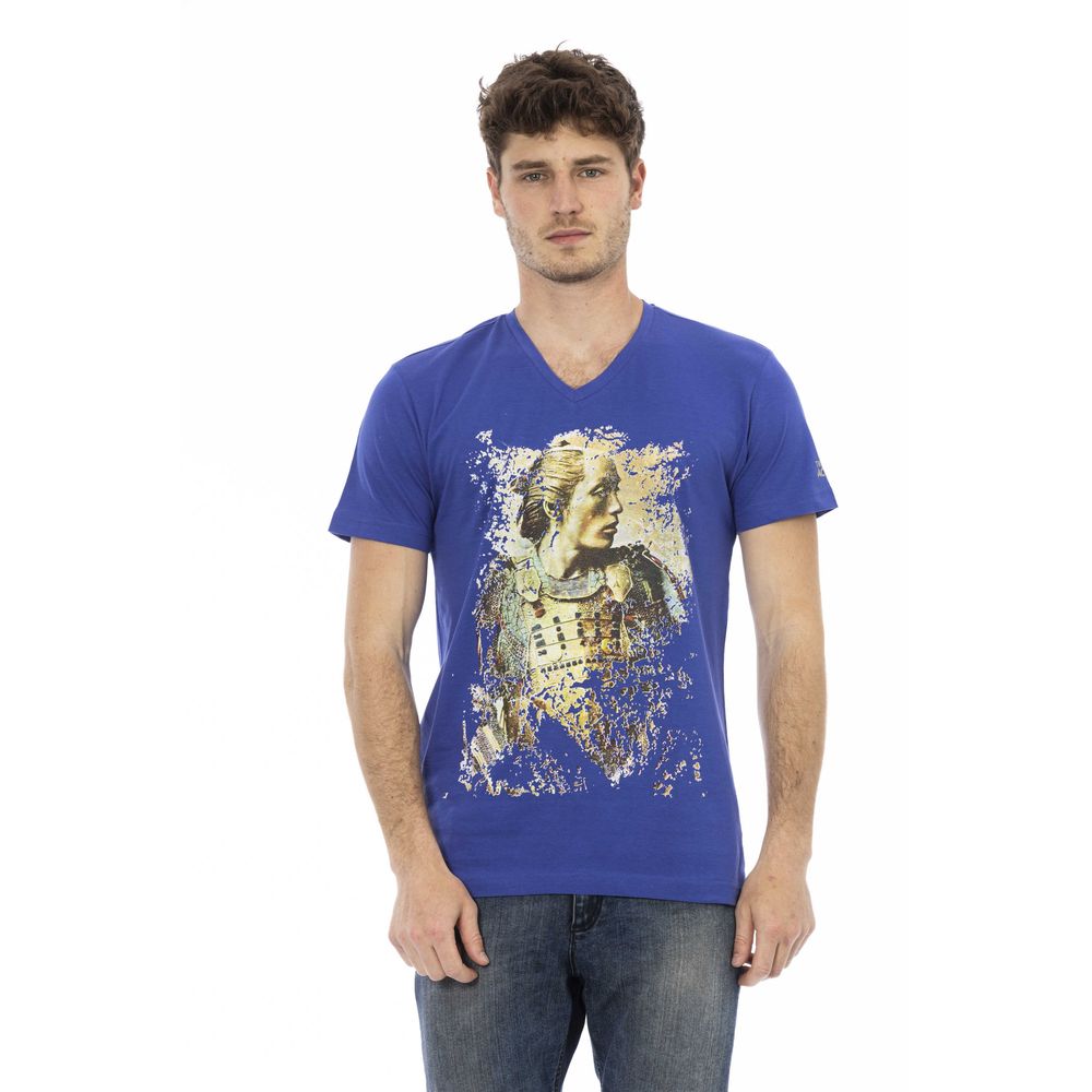 Trussardi Action Blue Cotton Men T-Shirt - ClickThatClicks 