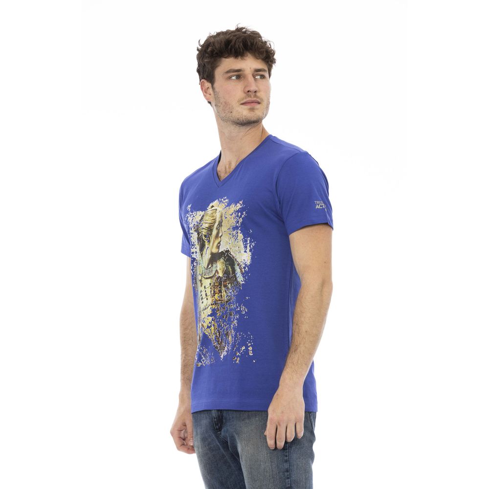 Trussardi Action Blue Cotton Men T-Shirt - ClickThatClicks 