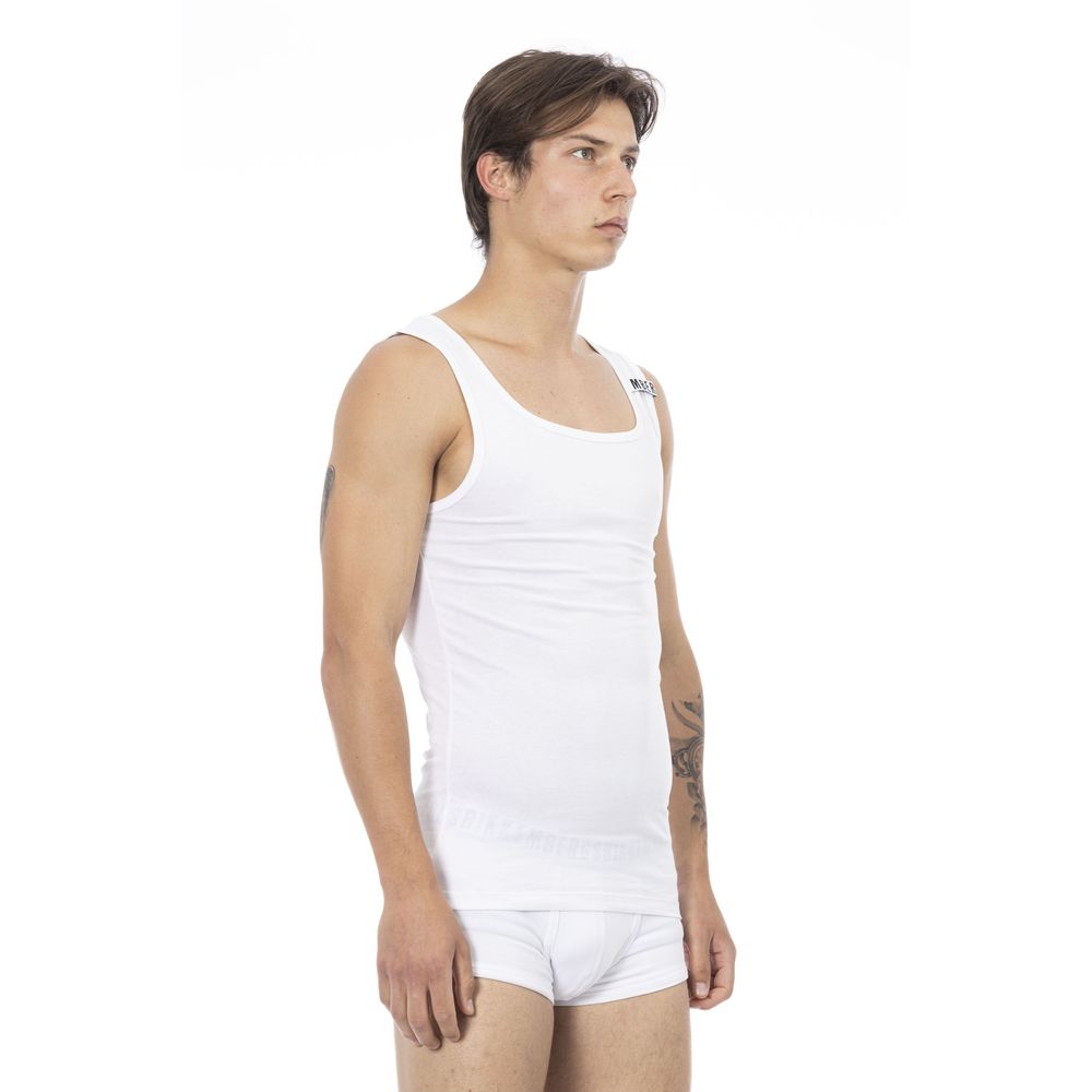Bikkembergs White Cotton Mens Tank Top - ClickThatClicks 