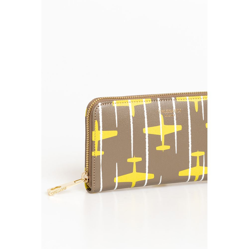 Trussardi Beige Leather Women Wallet - ClickThatClicks 