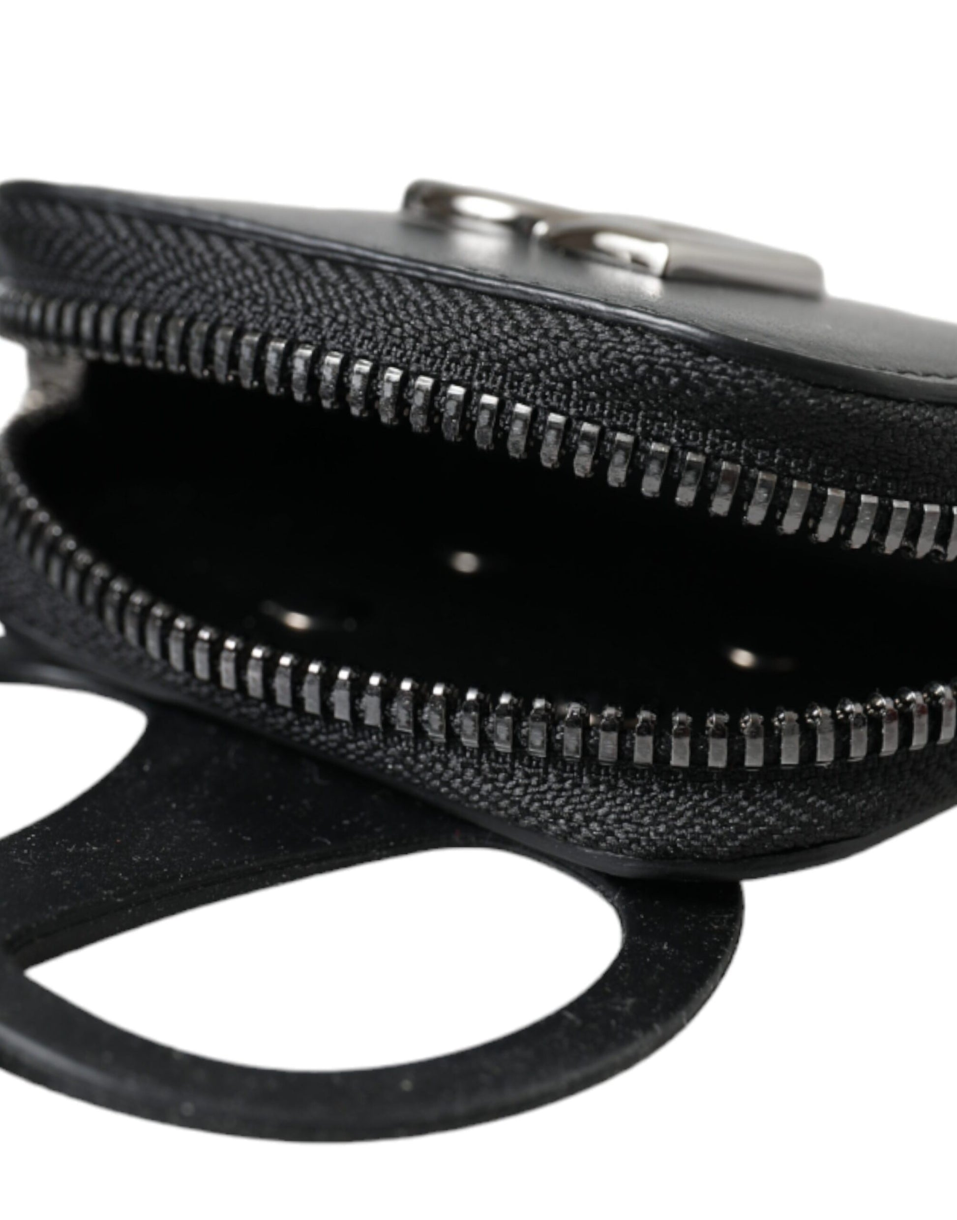 Dolce & Gabbana Black Calfskin Leather DG Logo Coin Purse Lanyard Wallet - ClickThatClicks 