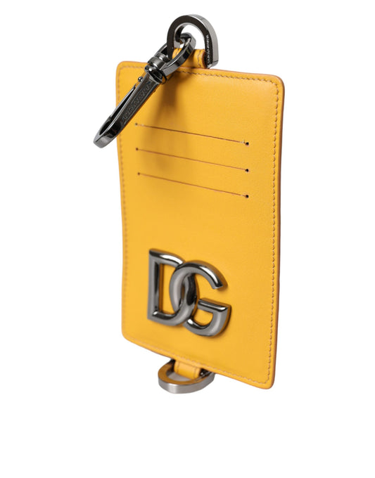 Dolce & Gabbana Orange Calf Leather Credit Card Holder Clip On Wallet - ClickThatClicks 