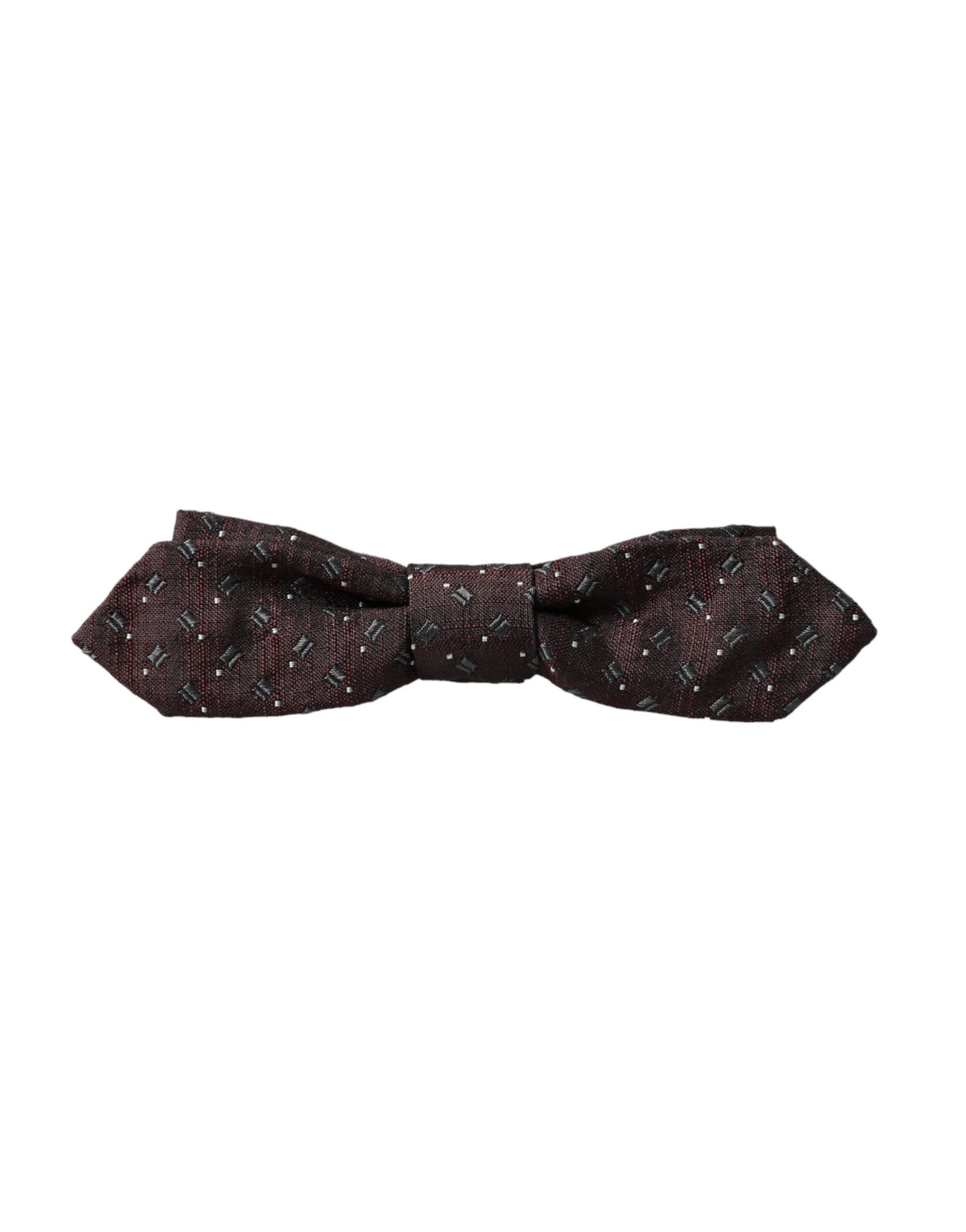 Dolce & Gabbana Maroon Silk Patterned Adjustable Neck Papillon Bow Tie - ClickThatClicks 