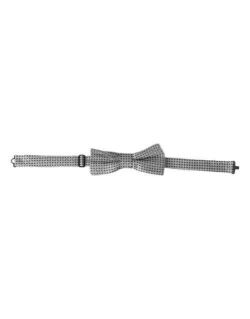 Dolce & Gabbana Gray Silk Polka Dot Adjustable Neck Men Papillon Bow Tie - ClickThatClicks 