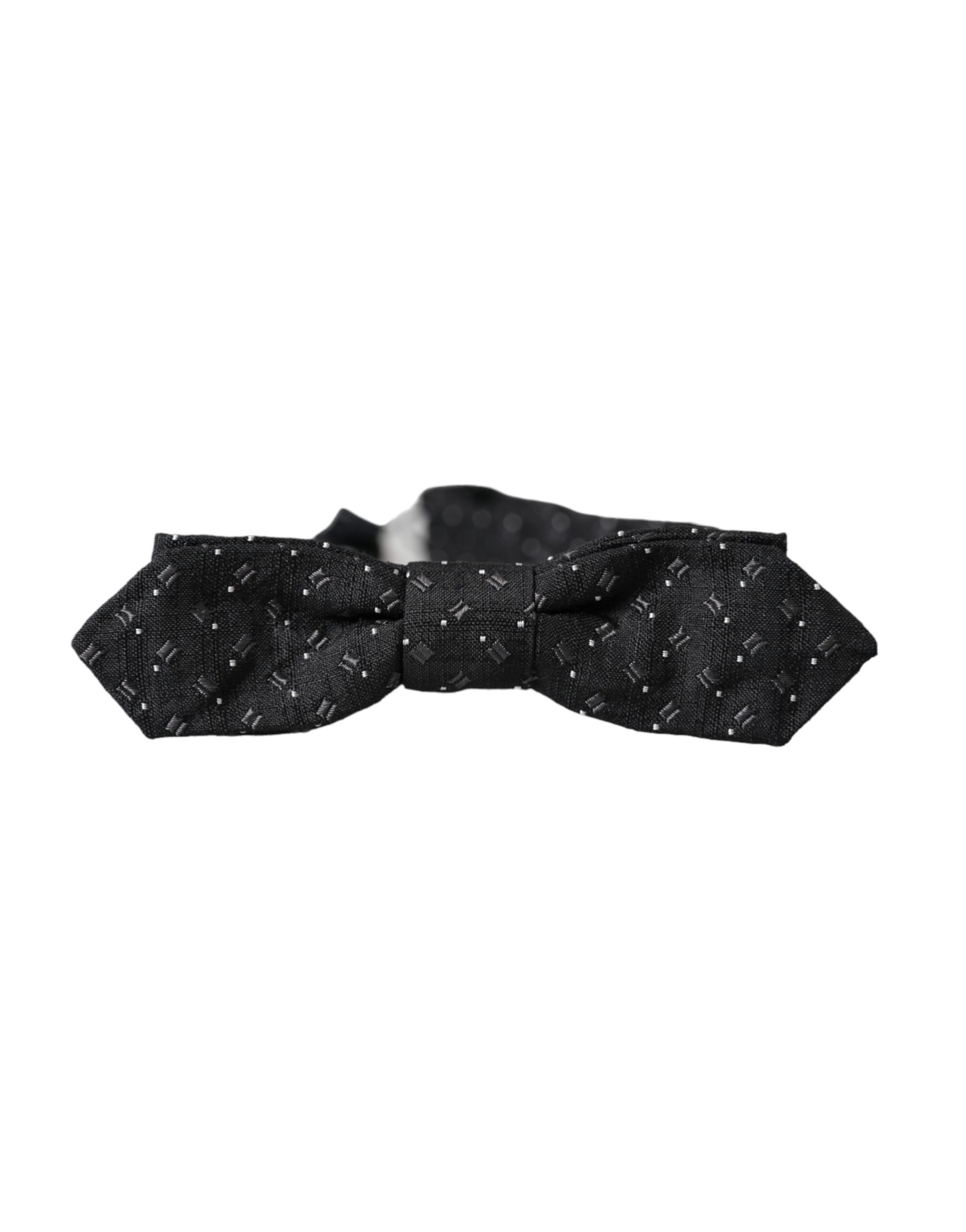 Dolce & Gabbana Black Silk Patterned Adjustable Neck Men Papillon Bow Tie - ClickThatClicks 