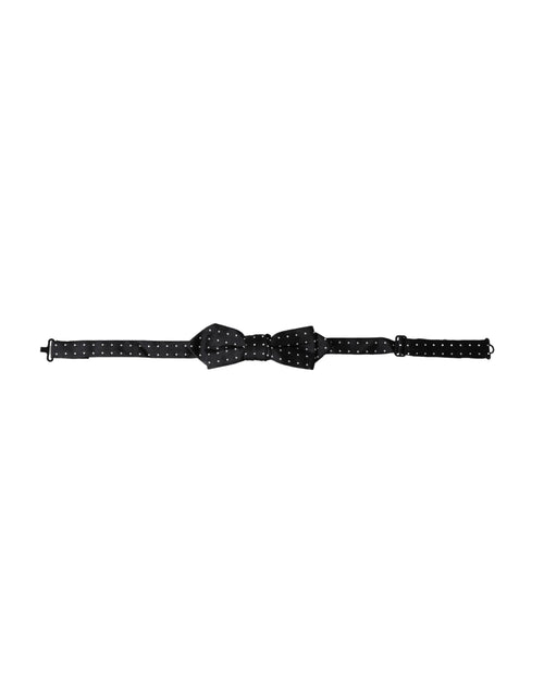 Dolce & Gabbana Black Silk Polka Dot Adjustable Neck Men Papillon Bow Tie - ClickThatClicks 