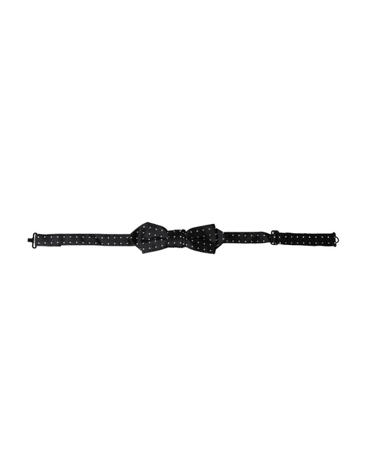 Dolce & Gabbana Black Silk Polka Dot Adjustable Neck Men Papillon Bow Tie - ClickThatClicks 