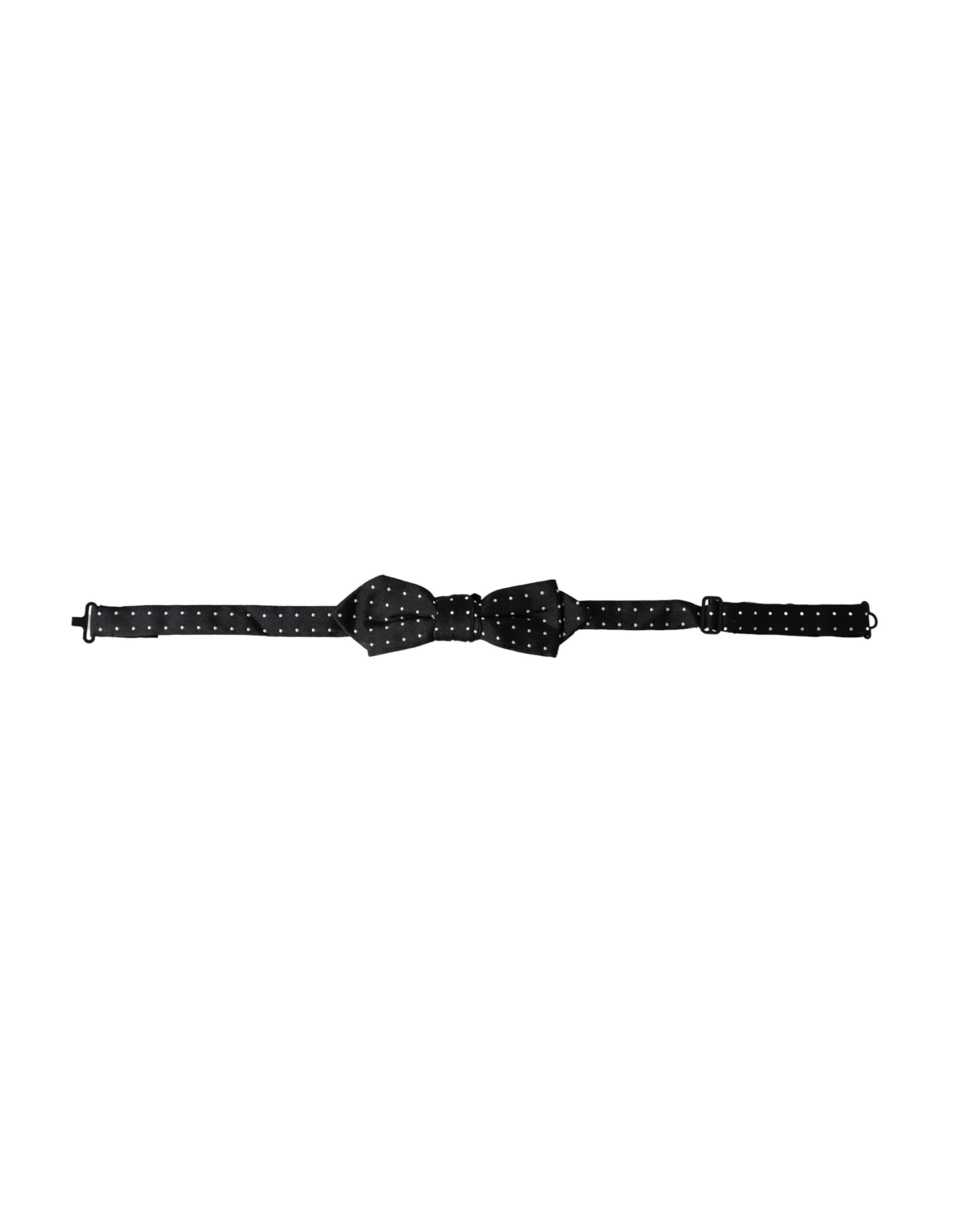 Dolce & Gabbana Black Silk Polka Dot Adjustable Neck Men Papillon Bow Tie - ClickThatClicks 