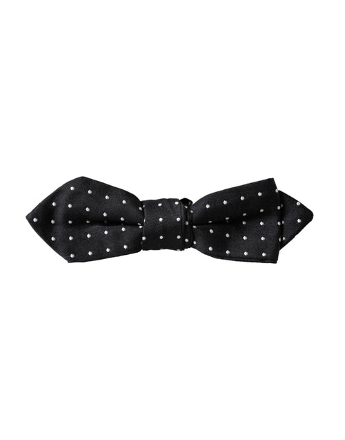 Dolce & Gabbana Black Silk Polka Dot Adjustable Neck Men Papillon Bow Tie - ClickThatClicks 
